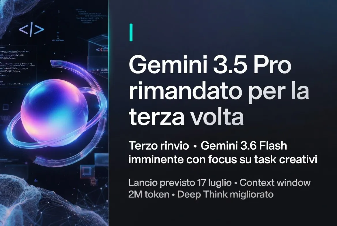 Gemini 3.5 Pro: Rinvio del lancio e indiscrezioni su Gemini 3.6 Flash